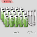 Bestely 1.5V 13600mAh USB AA Lithium ion Rechargeable Battery, Fast Charging Li-ion Akku  , 2000 Cycle with USB- C Port Cables