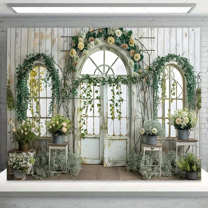 Garden Flower Windows Backdrops Indoor Floral Window Adult Birthday Party Decor Background Photography Studio Supplies Banner