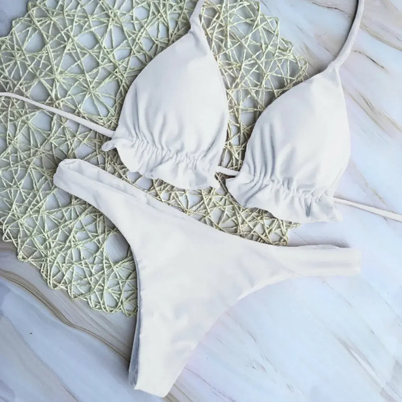 Summer Brazilian Bikini Set Women Sexy Bandage Top Thong | SAMAG