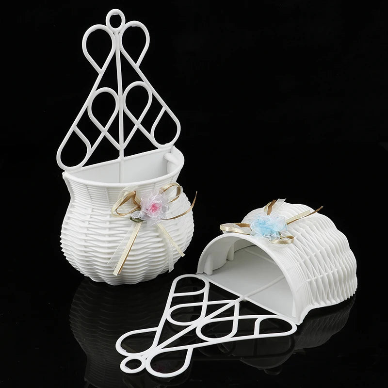 Garden DIY Vase Flower Basket Sundries Organizer Wall Hanging Artificial Rattan