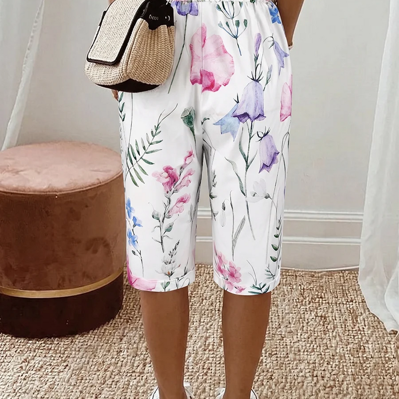 Women Summer Floral Print Shorts Casual Loose Drawstring - View 2 | SAMAG