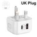 1Pcs 20W Dual Ports Wall Charger Type-C USB C PD Phone Fast Charger Super Quick Charging Power Adapters EU/US/UK Plug For iPhone