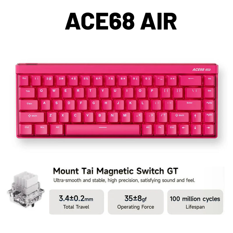 MCHOSE Ace68 Air V2 Gaming Keyboard Magnetic Switch Aluminum Plate 256K Scan Rate 8k Polling Rate RT Keys 0.001mm Accuracy ARGB