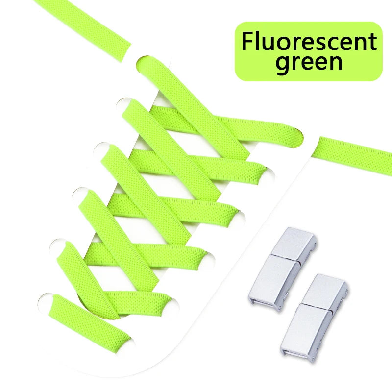 Magnetic Lock Shoelaces Without ties 8mm Wide Flat Elastic Laces Sneakers Tennis No Tie Shoe laces Easy Use Shoes Accessories