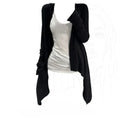Korean Irregular Black Cardigan Two Piece Sets Style Women's Vest Y2k 2025 Long Sleeve Loose Knitted Tops Pull Femme