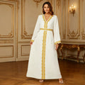 Dubai Abaya for Women Kaftan Muslim Dress Gold Embroidery | SAMAG