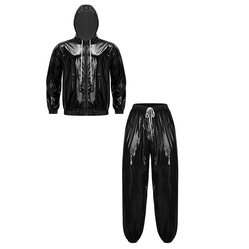 Men Waterproof Glossy Jacket Tops with Jogging Pants Hip | SAMAG