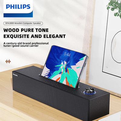 Philips SPA 3808 SoundBar Features a Simple Wood Grain | SAMAG