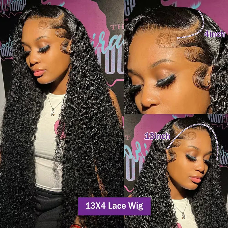 220 Density Deep Wave 13x6 HD Lace Front Human Hair Wigs 30 32 34 36 38 Inch Pre Plucked Water Curly 13x4 Lace Frontal Wig HD Transparent Lace Front Human Hair Wigs Jerry Curly Wig