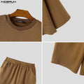 INCERUN Men's Sets Solid Color Oversize 3/4 Sleeve T Shirt Pants Two Piece Streetwear Stylish Casual - View 6 | SAMAG