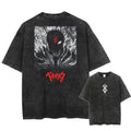 Japanese Anime Berserk Retro Washed T-shirt Men and Women New Summer Harajuku Clothing Casual Round Neck Short Sleeved Top