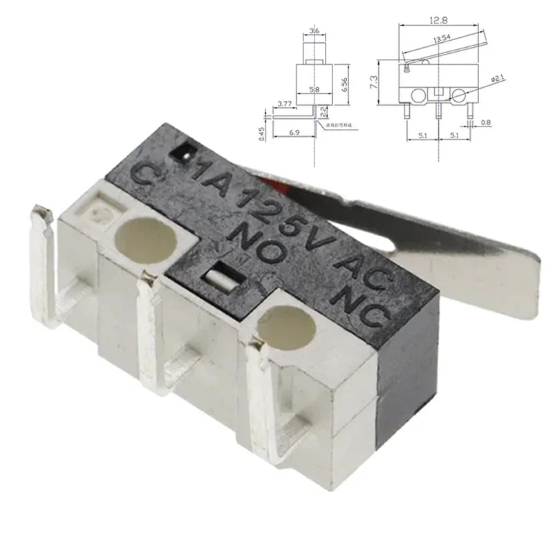 20/100/1000Pcs 3Pin Micro Limit Switch SPDT Momentary Push Button Switch 1A/125V Mouse Switch with Handle Roller