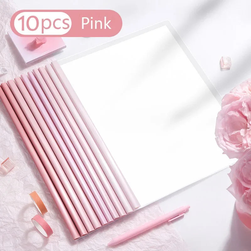 10pcs Transparent File Document Thicken Draw Rod A4 Folder Test Paper Storage Bag Clip Office Folder Organizer Office Supplies