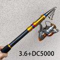 1.8-3.6m Telescopic Fishing Rod Fishing Reel Combo Portable Travel Spinning Fishing Rod With 2000/3000/5000Series Reel Set