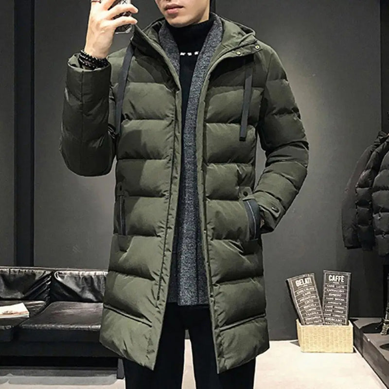 2023 Men Winter Parka Down Coat Casual Parkas Jacket Wind Breaker Winter Overcoat High Collar Mid-length Outdoor Snow Jacket