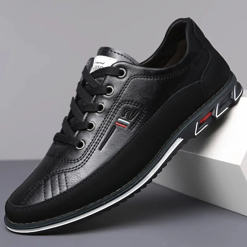Men's Business Casual Shoes, Solid Color, Pvc Sole, Comfortable for All Seasons
