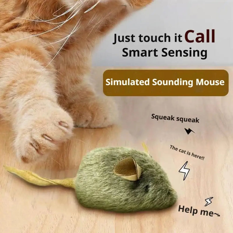 3PCS Mice Plush Cat Toy Simulation Mouse Automatic Chirping Interactive Mice Cat Toy Kitten Bite Resistance Toy Pet Supplies
