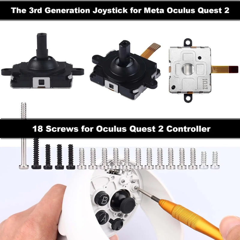 Joystick Replacement Thumbstick for Oculus Quest 2 Controller 3D Analog Joysticks T5 Screwdrivers Repair Kit Accessories