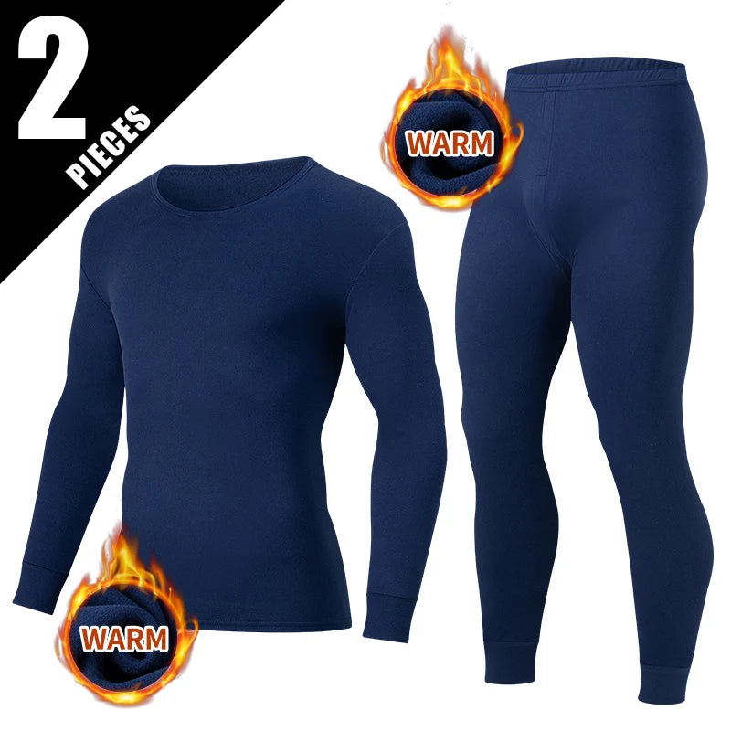2-piece Autumn And Winter Men's Solid Color Simple and Versatile Round Neck Warm Underwear Set Comfortable Youth Home Clothes