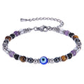 2026 Classic 6mm Tiger Eye Stone Hematite Beaded Bracelet Adjustable Stainless Steel Chain Bracelet for Men Women Jewelry Gifts