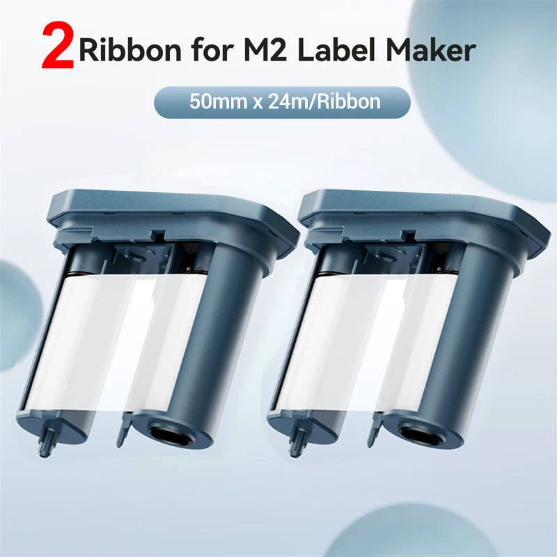 2Rolls Balck White or Color Ribbons of Niimbot M2 Thermal Transfer Label Printer Home Office 20-50mm Width Pint up to 24 Meters