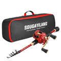 Sougayilang Baitcasting Fishing Rod and Reel Bag Set 1.8-2.4m Telescopic Rod and Metal Spool Fishing Reel for Bass Fishing Pesca