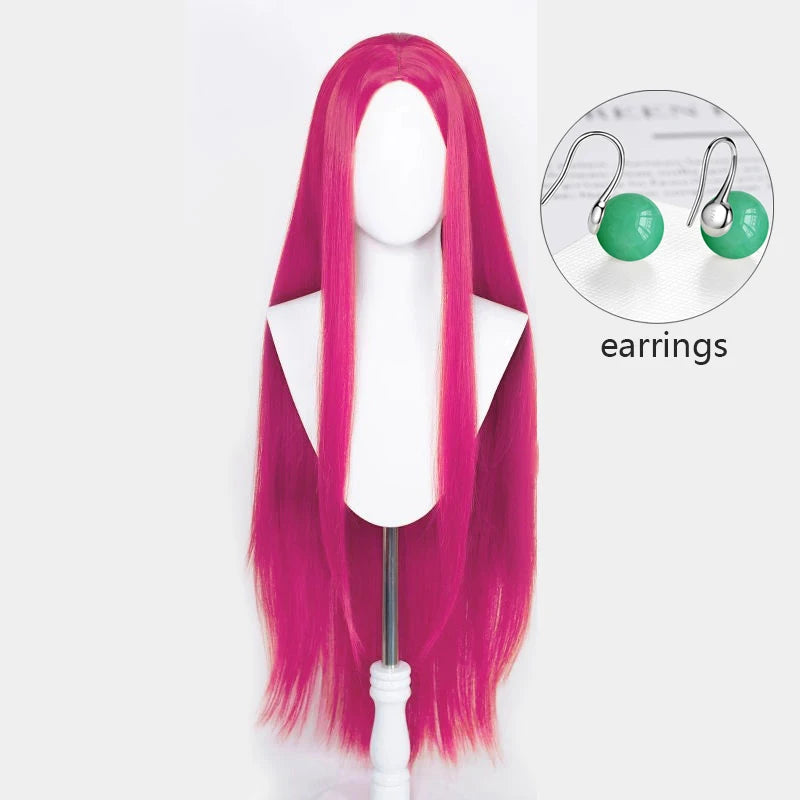 Classic Anime Poke Jessie Cosplay Wig 100cm Rose Red Pink Heat Resistant Synthetic Hair For Women Halloween Party Carnival Props