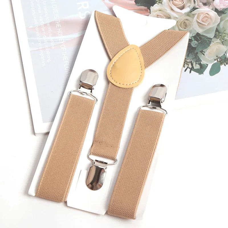 6 Colors Children Belt Baby Boys Girls Tuxedo Suit Jeans Suspenders Clip-on Y-Back Braces Belt Elastic Kids Adjustable
