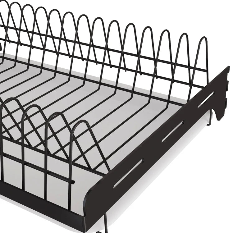 With Water Tray Stainless Steel Black Wall - mounted Three - layer Kitchen Dish Drying Rack - View 5 | SAMAG