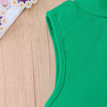 Girls Summer Fashion Set Green Sleeveless High Collar - View 3 | SAMAG
