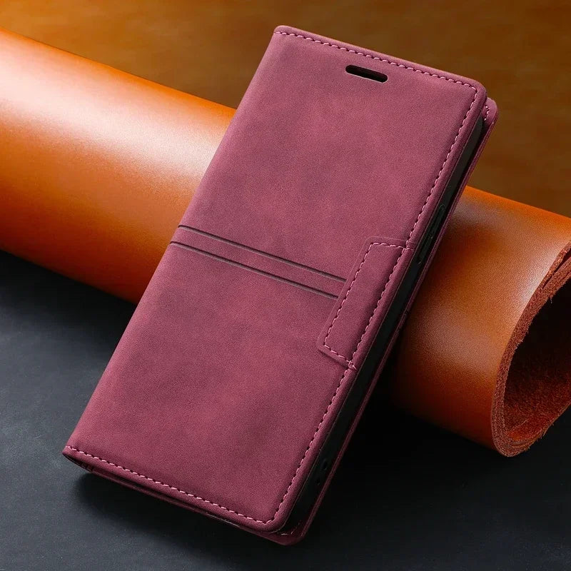 Wallet Flap Skin Feel Magnetic Leather Cover For iPhone 16 Pro Max 15 Plus 14 13 Mini 12 11 SE4/2025 SE3/2022 X XR XS Max 8 7