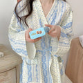 Sweet, Fresh, And Retro Striped Floral Nightgown | SAMAG