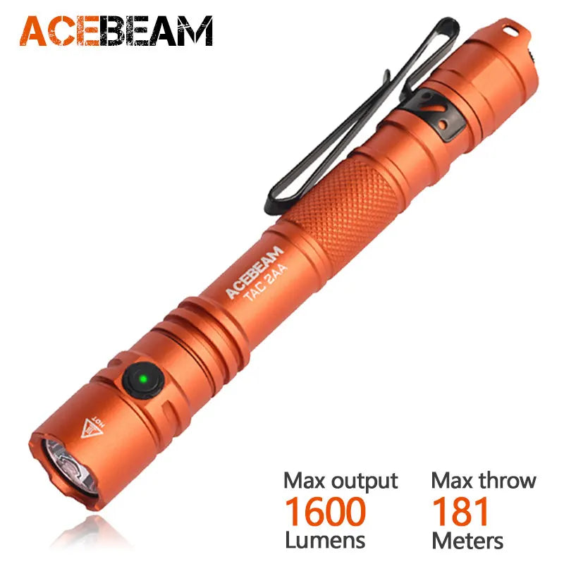 ACEBEAM TAC 2AA EDC Flashlight Rechargeable Wide Voltage(1.2-4.8V) LED Torch With Self Defense Strobe Mode Flashlights Camping