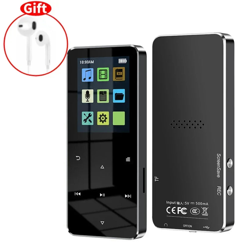 2.0 Inch Metal Touch MP3 MP4 Music Player Bluetooth 5.0 Supports Card, with FM Alarm Clock Pedometer E-Book Built-in Speaker
