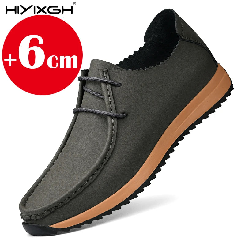 Inner height 6 cm genuine leather non-slip casual walking shoes classic fashion men's elevator shoes outdoor sports shoes