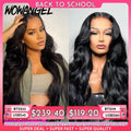 Wow Angel Glueless 250% Real HD Lace Closure Wigs 5X5 HD Closure Wig Wear & Go Body Wave Pre Plucked Human Hair Wigs For Women