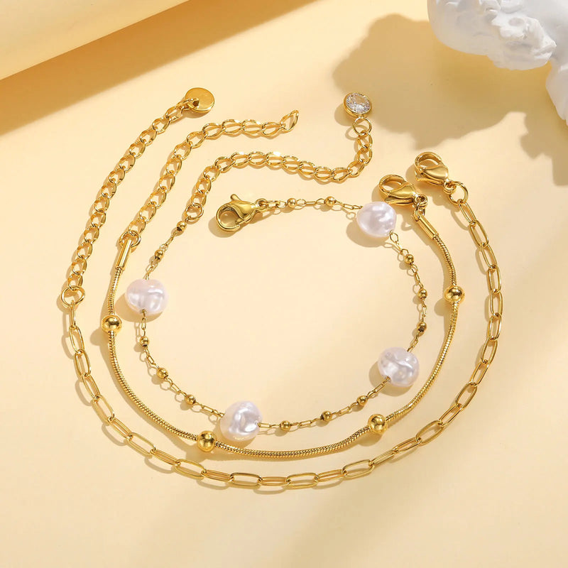 Waterproof Stainless Steel Chain Bracelets For Women, Gold Plated Fashion Stackable Link Gifts - Visuel 3 | SAMAG