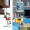 Kitchen Cabinet Tablet Mount Stand for 4-13'' Tablet & Phone Holder Stand Metal Tablets Cellphone Clamp Holder for IPad Air Pro
