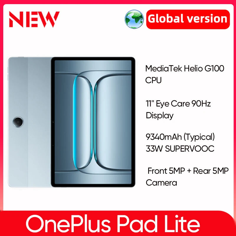 [New Launch] OnePlus Pad Lite Global Version Tablet 11" Eye Care 90Hz Display Quad Speakers 9340mAh Battery Bluetooth 5.4