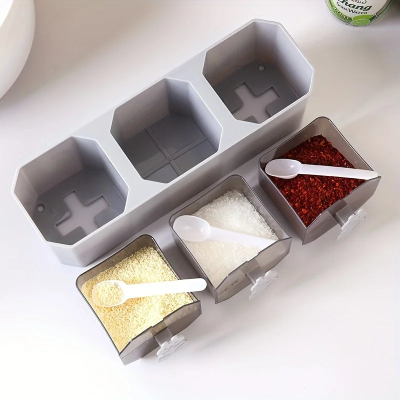 2/3 No - Drill Wall Mount Spice Organizer - Kitchen Drawer Storage Rack with Labels, Adhesive Seasoning Box - View 3 | SAMAG