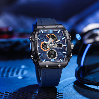 SMAEL 8109 New Men's Square Dual Display Sport Watch - 50M Waterproof Luminous Alarm Chrono Time Multi - Color | SAMAG