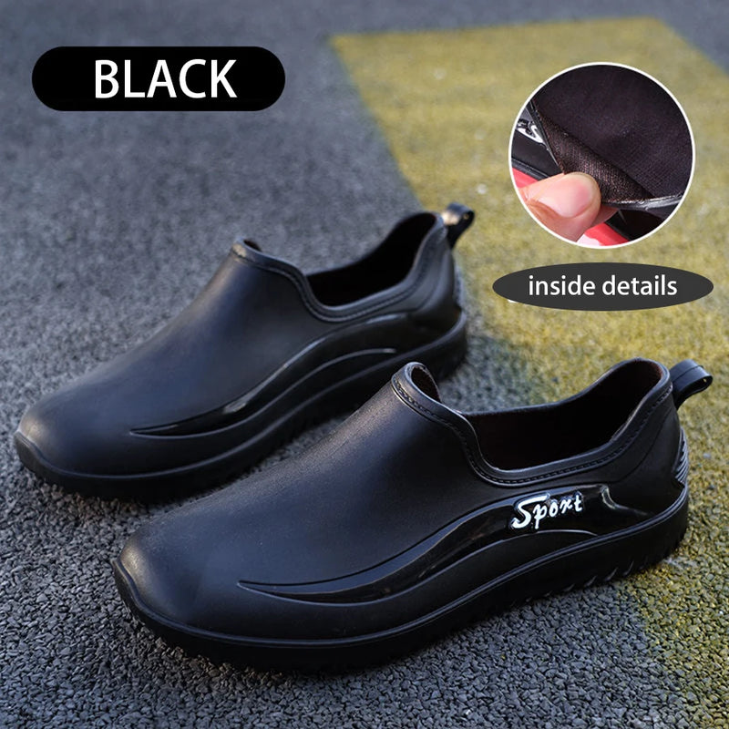Simple Style Outdoor Work Commute Fishing Kitchen Non-Slip Waterproof Men's Flat-Soled High-Quality Rubber Boots Rain Boots