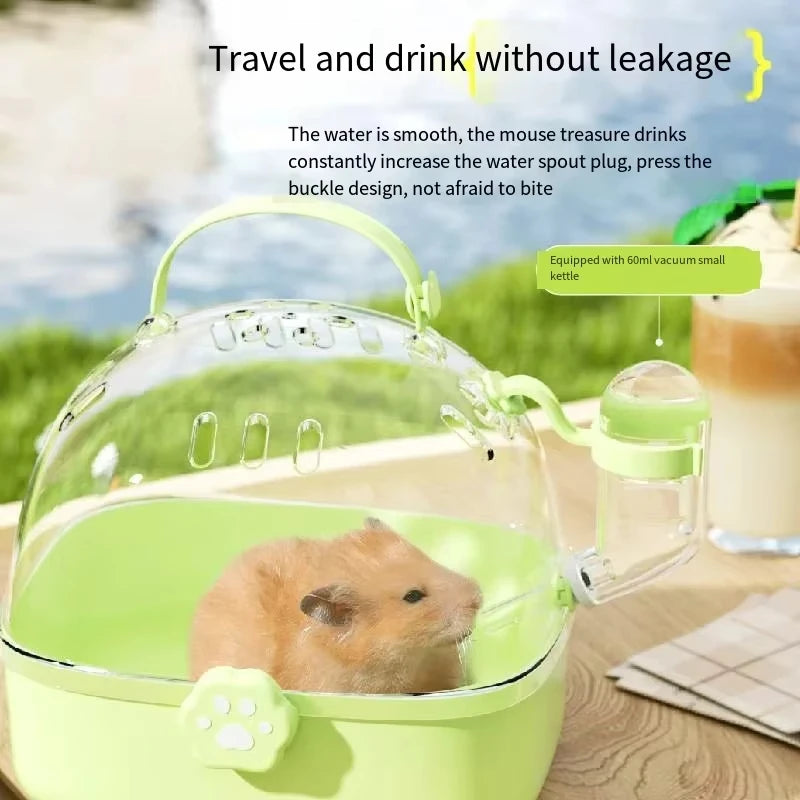 Hamster Outdoor Carrier Cage Portable Hamster Cage with Clear Large Flip Cover for Hamster Bird Carrying Pet Supplies