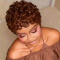 Layered Short Loose Curly Pixie Cut Human Hair Wig With Bangs Full Machine-Made Wig  for Women