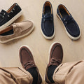 Men's Casual Loafers Shoes Fashion Thick Sole Suede Leather Boat Shoes Non-Slip Breathable Comfortable Slip-On Sneakers for Men
