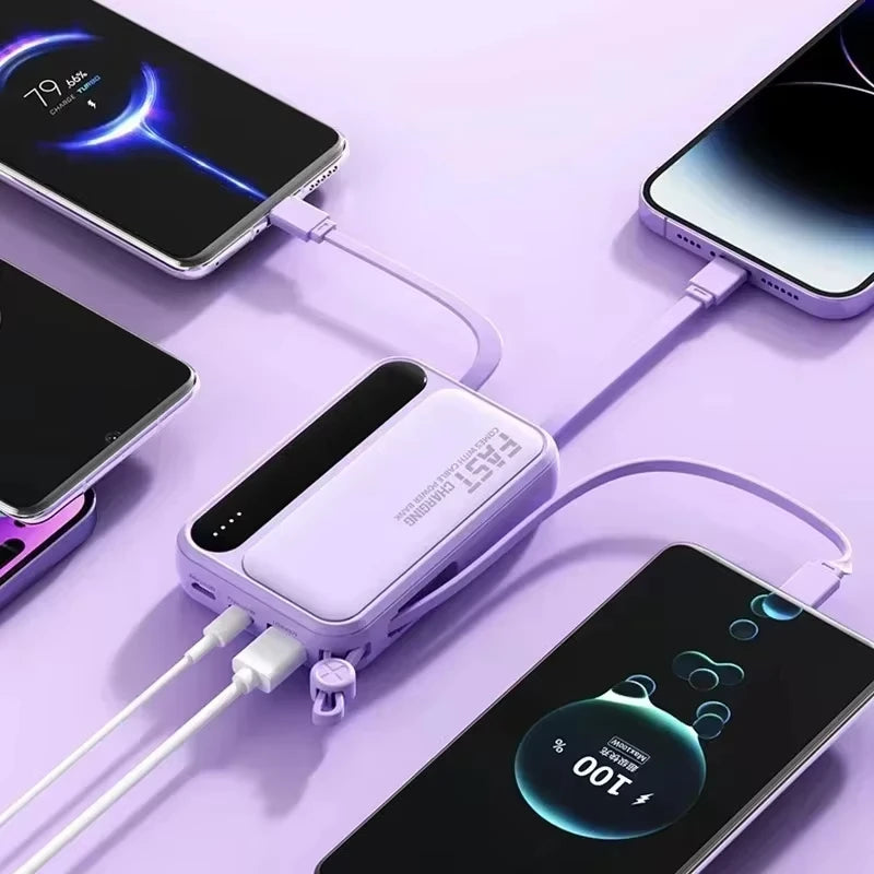 VIVO 500000mAh 120W Power Bank High Capacity 4 In1 Cables Intelligent Digital Display Light Portable Powerbank For iPhone Huawei