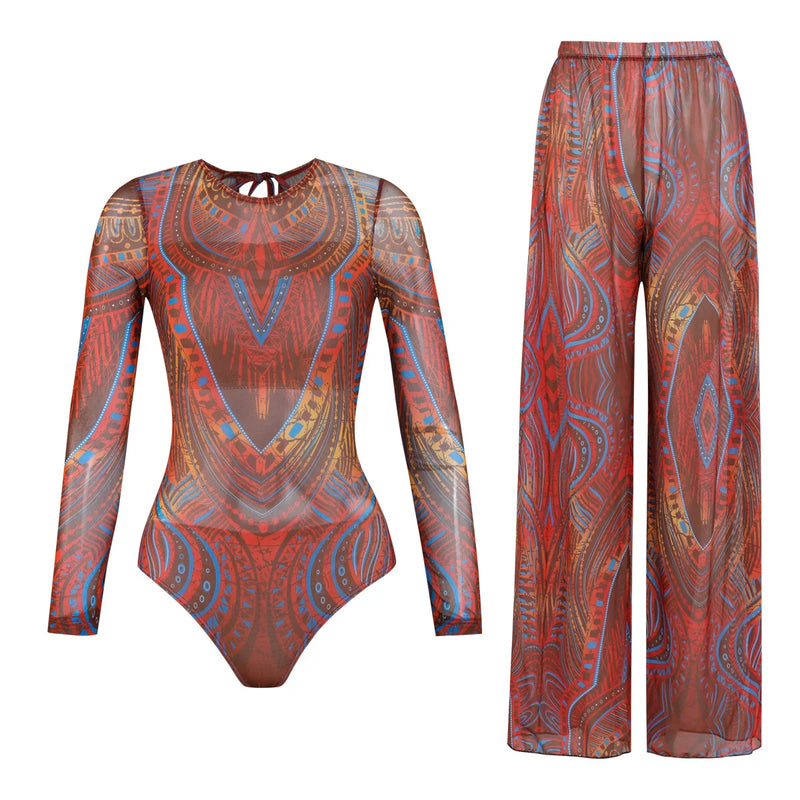 Women's Long Sleeve Swimwear Sunscreen One Piece Swimsuit | SAMAG