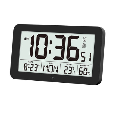 Battery Powered Digital Wall Clock TEMP Humidity Date | SAMAG