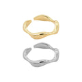 VENTFILLE 925 Sterling Silver Irregular Design Wave Golden Stackable Finger Rings Trendy Adjustable For - Visuel 5 | SAMAG