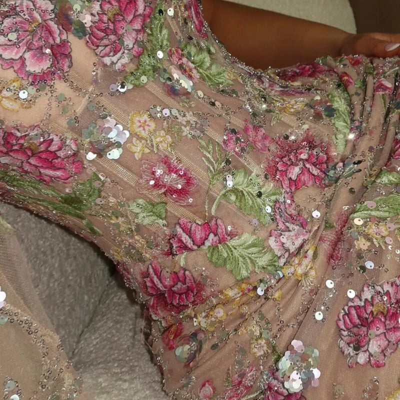 Sansa Customized Sleeveless Prom Dresses Lace Embroidery | SAMAG